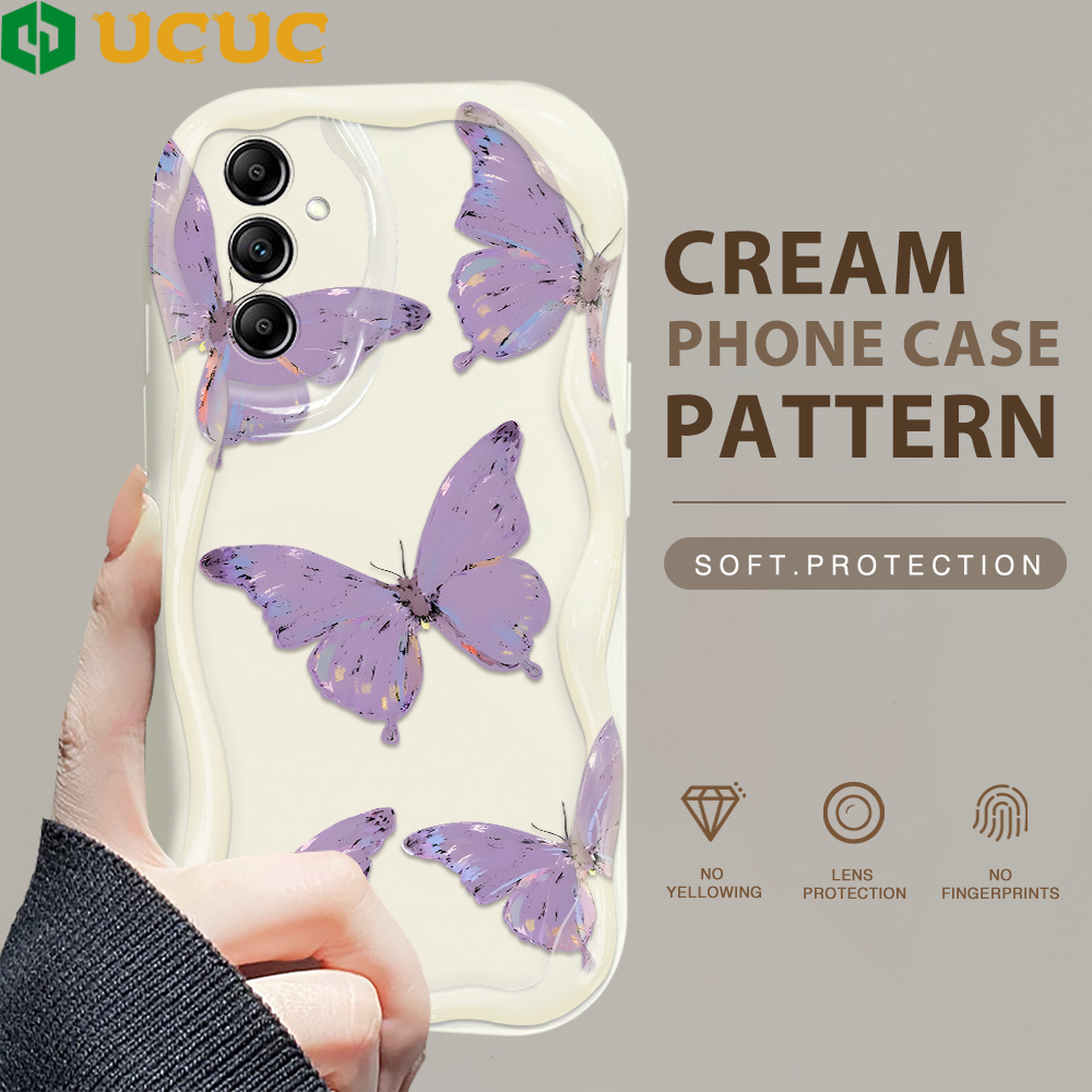 UCUC for Samsung A15 4G / A15 5G Back Cover Colorful Butterfly Cream