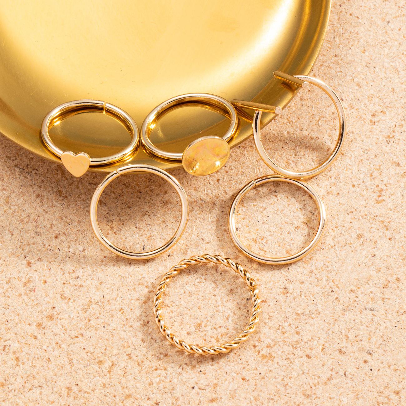 6 Pcs Rings Set for Girls Rose Gold Stylish Simple Mid Finger Ring Best Gift For Girls High  Quality Set of 6 Rings Universal size Korean Style ring set, rings sets