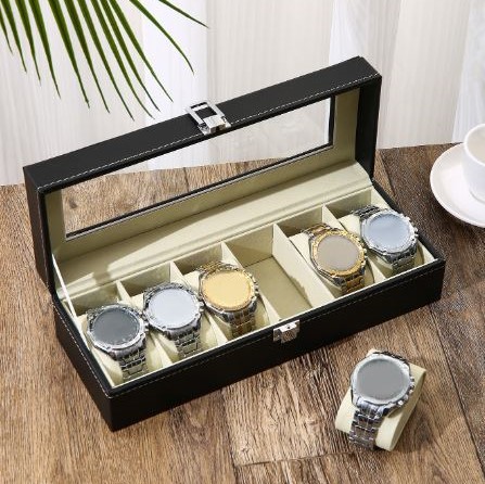 Smart Watch Holder Organizer Watch Box Premium Wooden Leather PU Leather Smart Watch Box