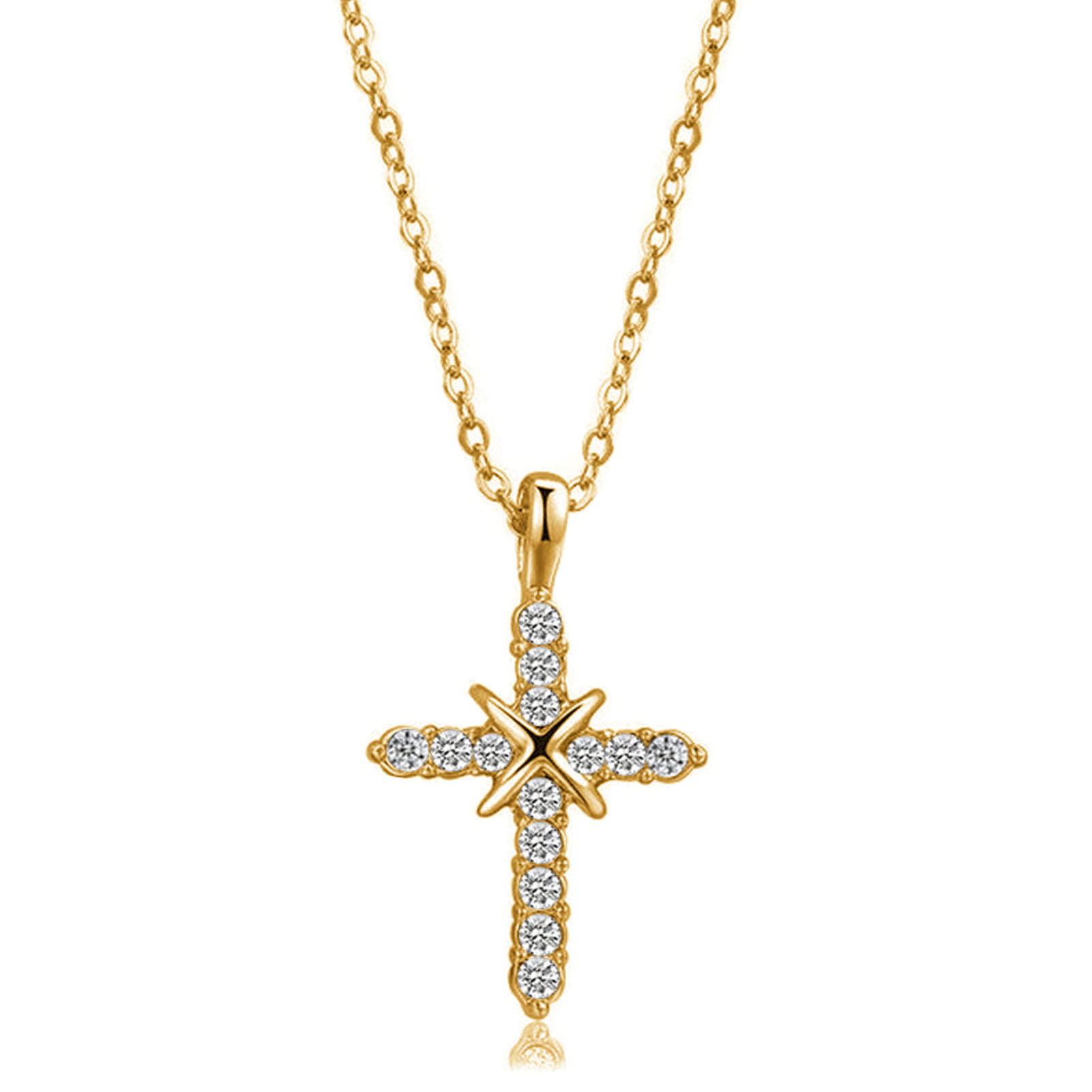 Angelika™ Cross Necklace In 18K Yellow Gold With Pavé Diamonds David ...