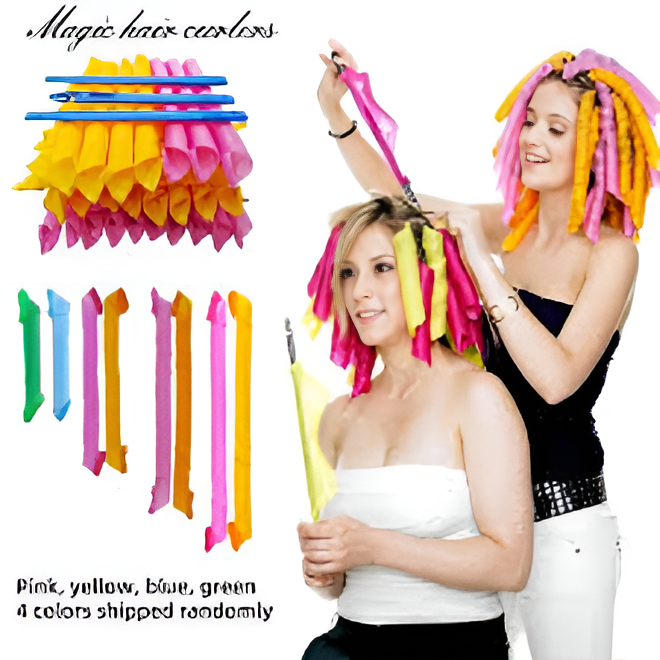 18Pcs Set  Spiral Hair Curlers No Heat Hair Curler Styling Kit Magic Hair Rollers Hair Styling Rollers  Tools Spiral Hair Rollers with a Storage Bag (4 Colors)