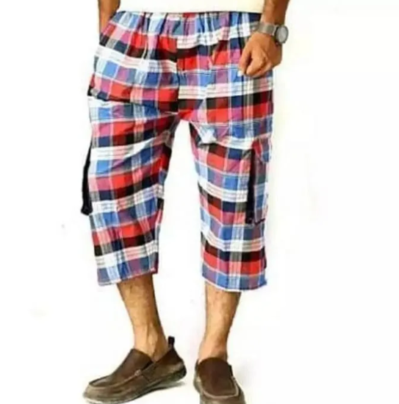Pack Of 2 - Summer Cotton Quarter Shorts For Men (Checked Print) - Multicolor