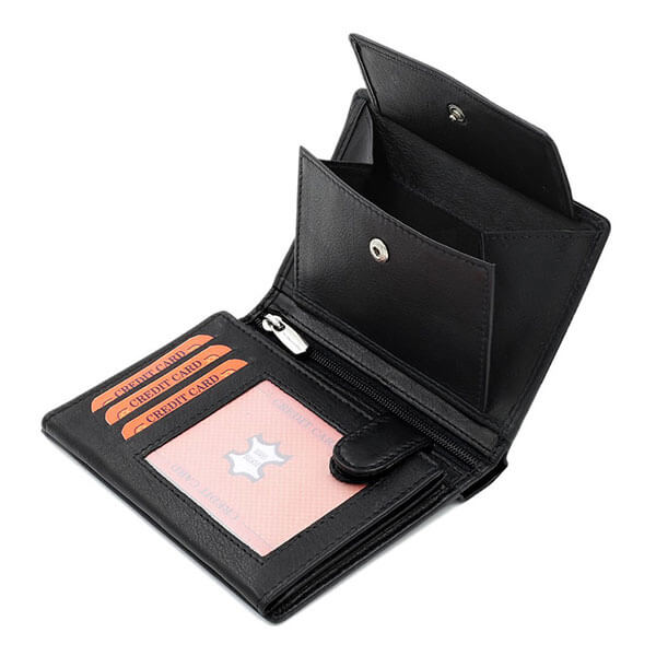 Premium Men Leather Wallet with Multiple Card Slots and Zipper - Fashion Accessory