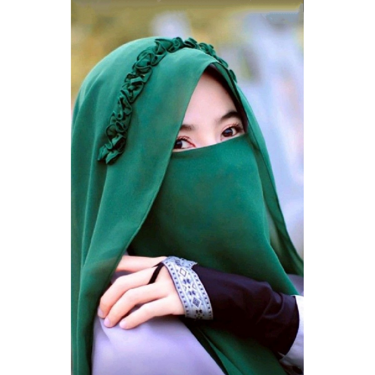 Crown Style Instant Pinless Hijab/Scarf/ with Naqab for Womens