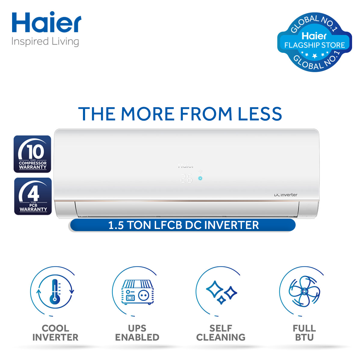 Haier 1.5 Ton ACCool Inverter Series HSU18LFCCool Inverter Only