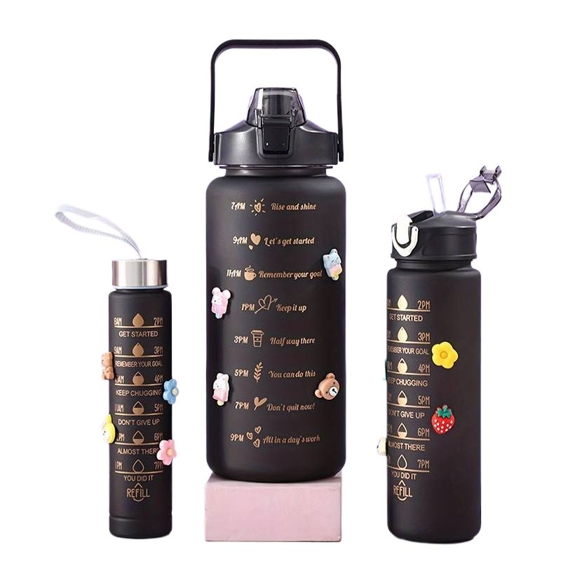 3pcs | 2pcs Motivational Water Bottle With Straw | 2L Gradient Color Drinking Water Bottle