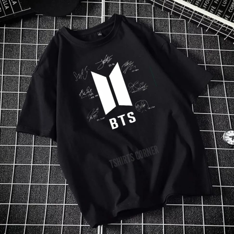 Stylish BTS Signatures  printed round neck half sleeves T shirt For Girls/Women
