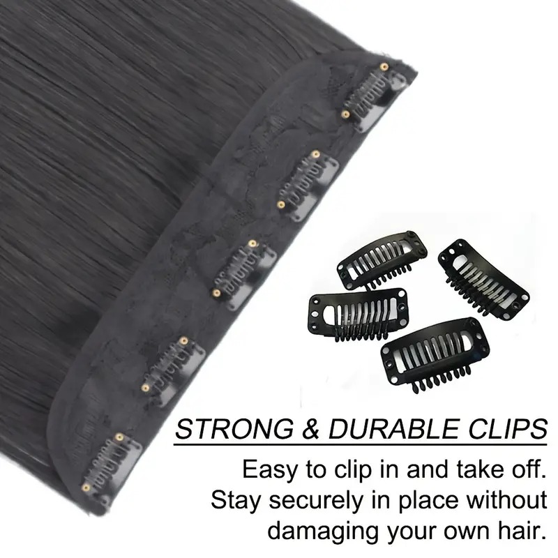 Full Extra Long Straight Hair Extensions Black, Blonde & Brown | 5 Clip-In High-Temperature Premium Fiber Hairpieces