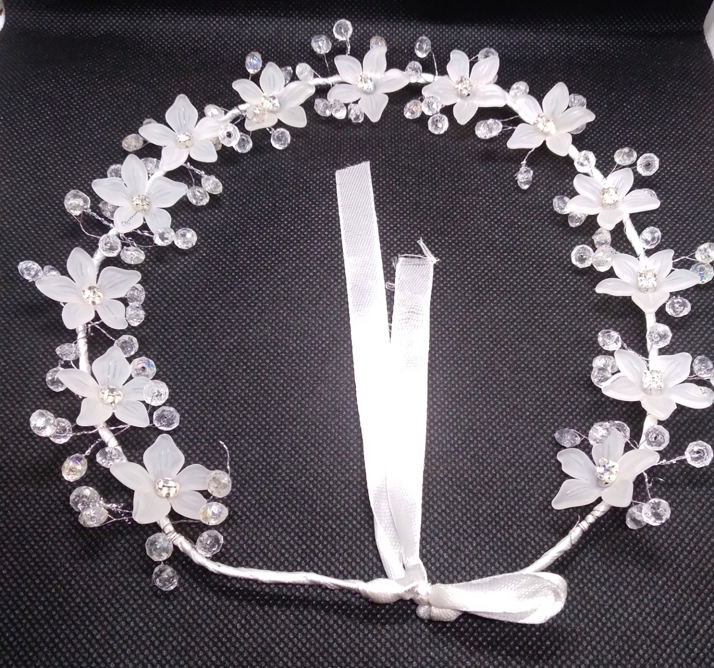 Elegant Crystals Flower Tiara Crown & Flower Head band, Hair band for Women & Girls - Bridal Wedding, Princess Birthday, Party Hair Accessories with Flower & Couple Rings, Norrie