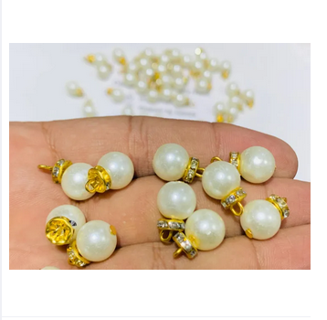 Elegant Pearl & CZ Crown Pendant Charms – Jewelry Making Spacer Beads (8–10mm, 12–48 Pcs)