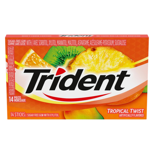 Trident Fruit Variety Pack Sugar Free Gum, 14 Count, Pack Of 20