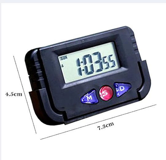 Craftify - Digital clock, Car watch with date and time setting, Pocket watch, suitable as car watch, for study table, for office table, for dressing table & kitchen, with foldable stand, with free cell and double tape