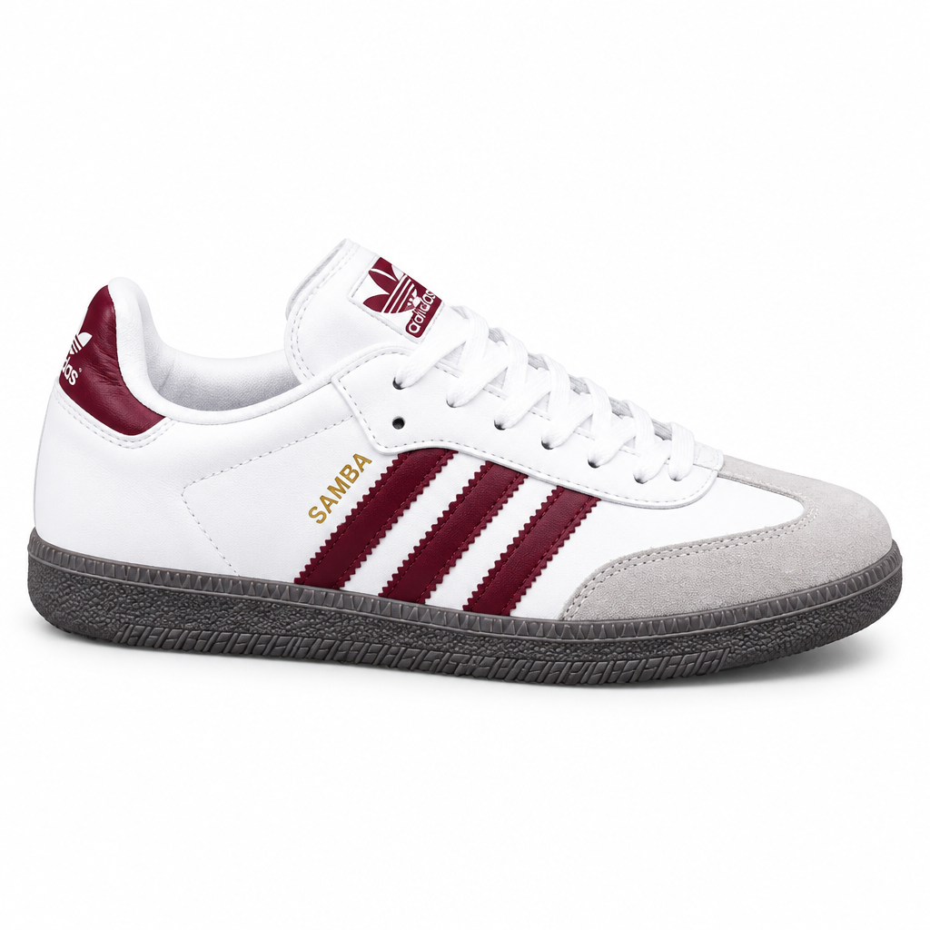 Ladies Lightweight Lace-Up Sneakers – White Burgundy / White Pink