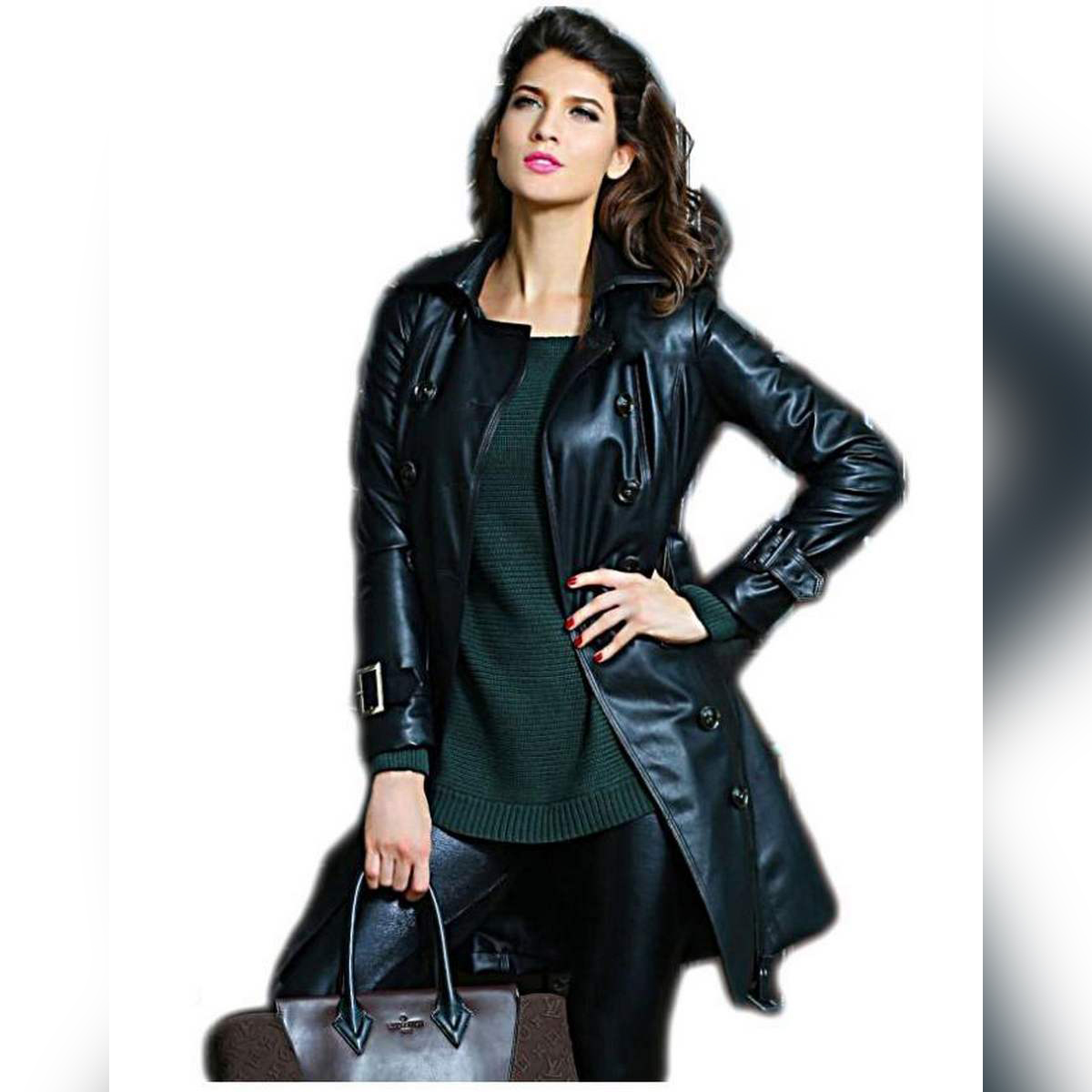 ladies leather long jacket
