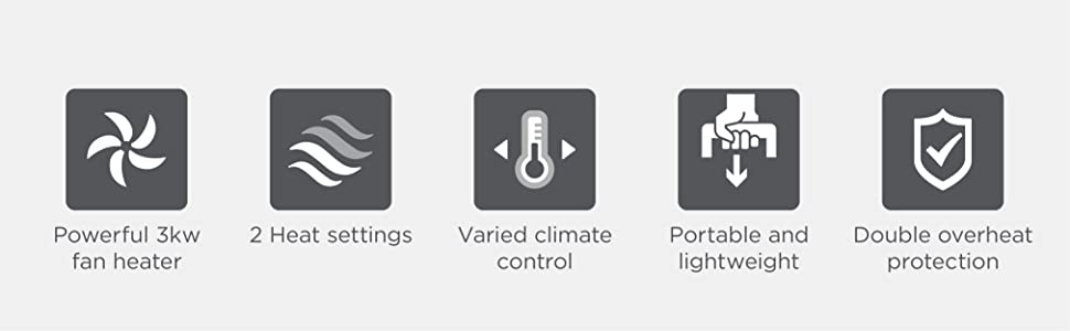 Black+Decker 2400W Horizontal Fan Heater , White - HX230-B5