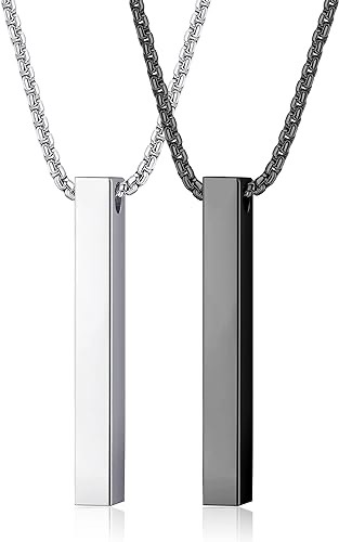 "100% Pure Stainless Steel Vertical Bar Necklace/Chain/locket for Men/Boys/Sleek & Durable Chain for Stylish Wear"