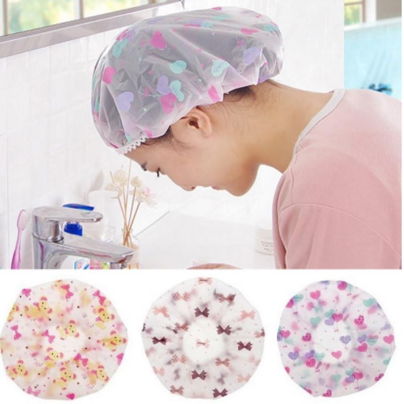 Pack Of 2 High Quality Shower Caps , for Women Reusable Waterproof, Elastic Band Hair Cap for Shower Spa Salon