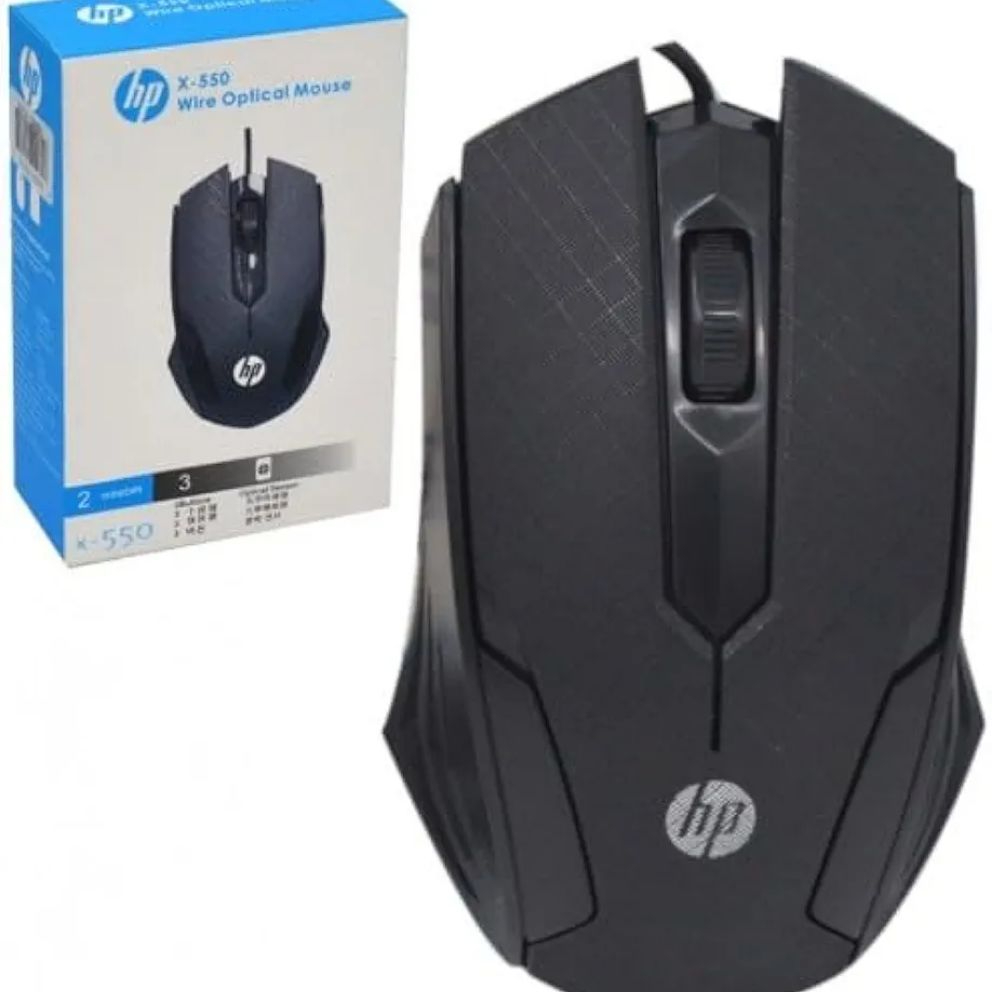 HP X7 Wired Mouse X-550 USB Optical Mouse 1600 DPI Adjustable | Ergonomic 3 Button Mouse for PC, Laptop, Office & Gaming