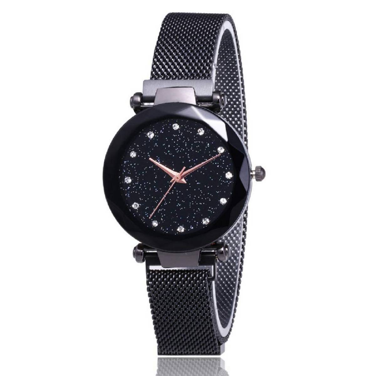 Girls Quartz Watch Magnetic Buckle Ladies Wristwatch Women Fashion Starry Sky Magnetic Mesh Steel Strap Chain Girl Clock Waches