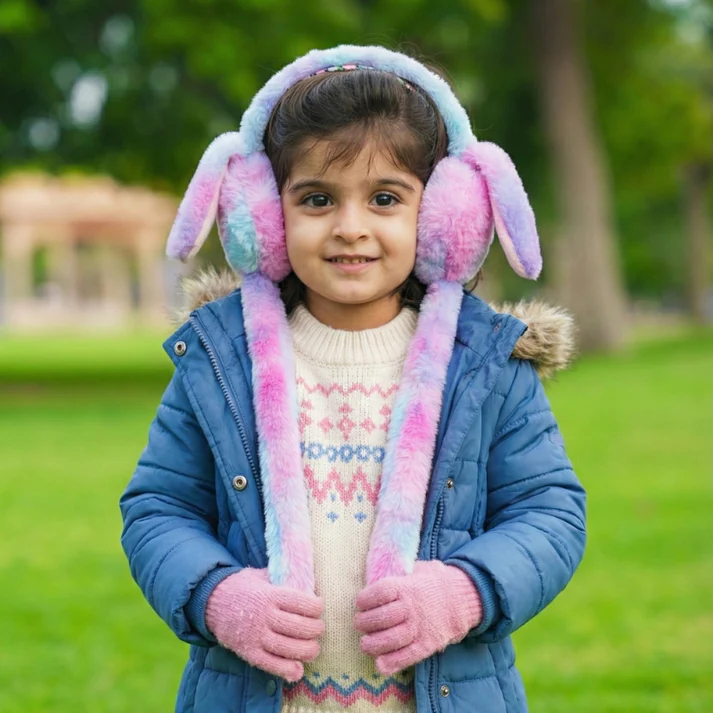 Trending Moving Ear Plush Earmuffs for Kids - Winter Earmuffs for Kids & Chu Chu Sound - Bunny Earmuffs For Girls - Faux Fur Warm Ear Muffs for Girls, Boys, Women & Cold Weather Protection (High Quality)