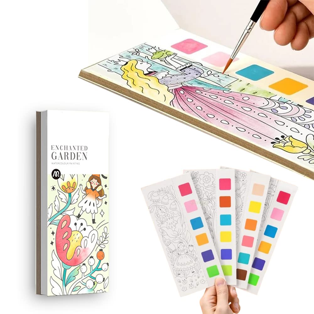 Pocket Watercolor Painting Book, DIY Magic Water Coloring Books with a