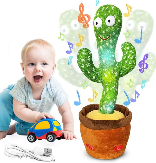 Dancing Cactus Toy without Recording - Rechargeable | Cell Operated Singing Plush Twisting Cactus Toy Education Toy Plush Toy with Songs for Kids