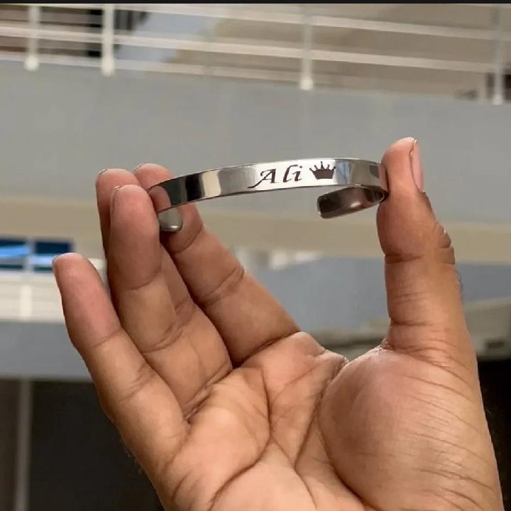 Custom Engraved Name Bangle Personalized Bracelet for Men Women Adjustable Gift