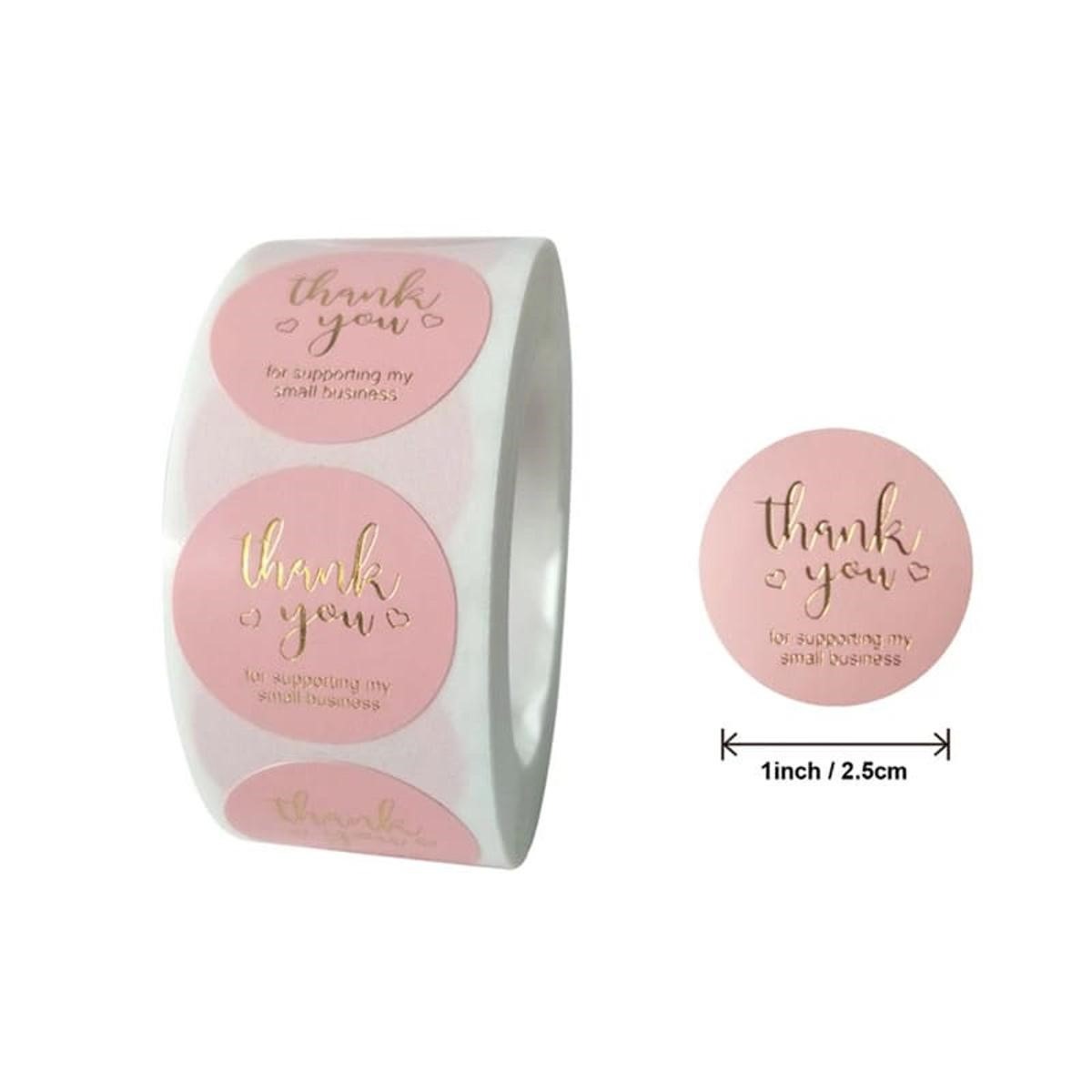 100 Pcs of Pink Thank You For Supporting Business Sticker Labels for Packing Decoration