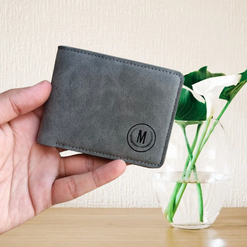 M PU Leather Short Horizontal Wallet Cardholder for Men