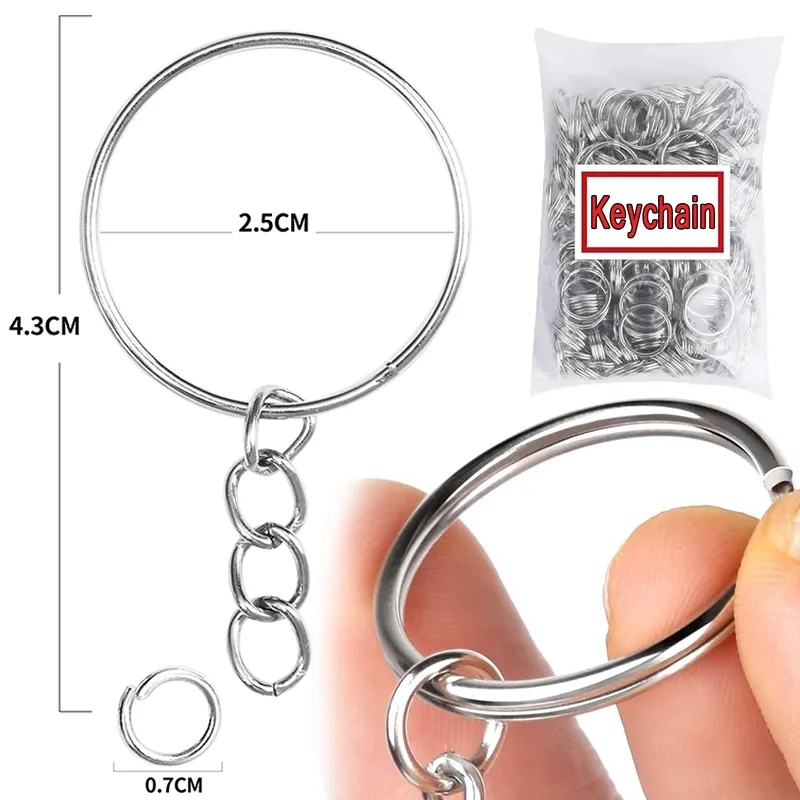 Fine Metal Alloy Key rings Key Chains With Round Split Jump Ring Keyring Keyrings for Keychain Pendants DIY Jewelry Making Accessories