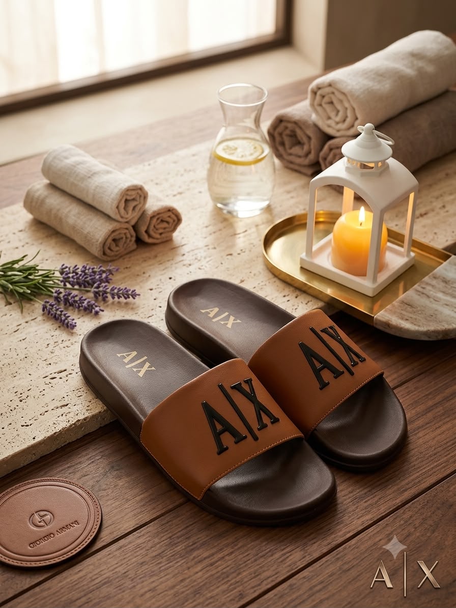 Men's Premium Comfort Slide Slippers | Soft Cushioned Lightweight Anti-Slip Casual Sandals | Brown