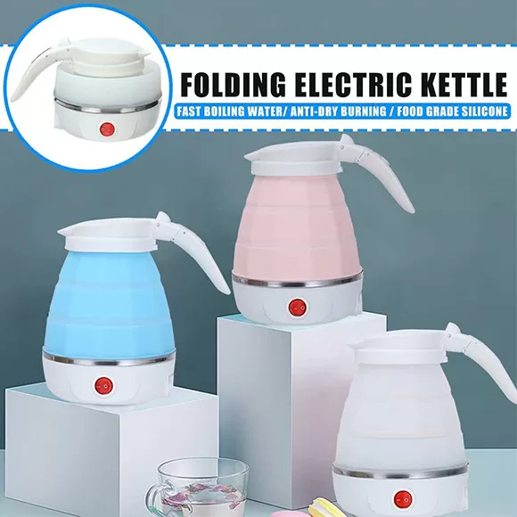 Fast Water Boiling 600 ml Portable Kettle - Compact Travel Kettle for Quick Boiling - Collapsible Foldable Electric Kettle - Silicone Travel Kettle for Hot Drinks and Instant Soups - Lightweight Sports Bottle Design