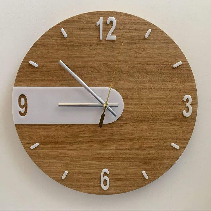 Al Noor Traders Brand 3D Wooden 10.5 by 10.5 inch Round Wooden Brown And White rised digits Creative wall clock With Light And whitout Light wall clock | CLocks | Wall DEcoration items | DECRative items  |