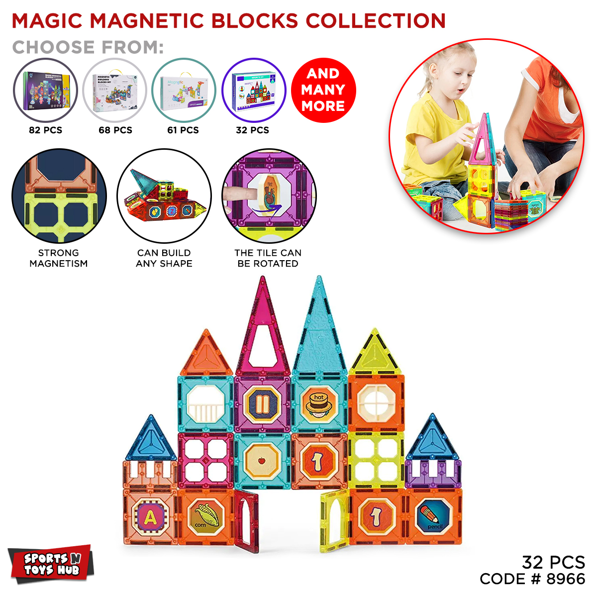 Magnetic Tiles Marble Run For Kids, 3D Clear Color Magnetic Building Blocks Set 68 Pcs, Building Blocks Set Race Track Toy Construction Kit Castle Building Blocks For Toddlers Educational STEM Toys Building Set Gift For Kids Ages 3 and Above