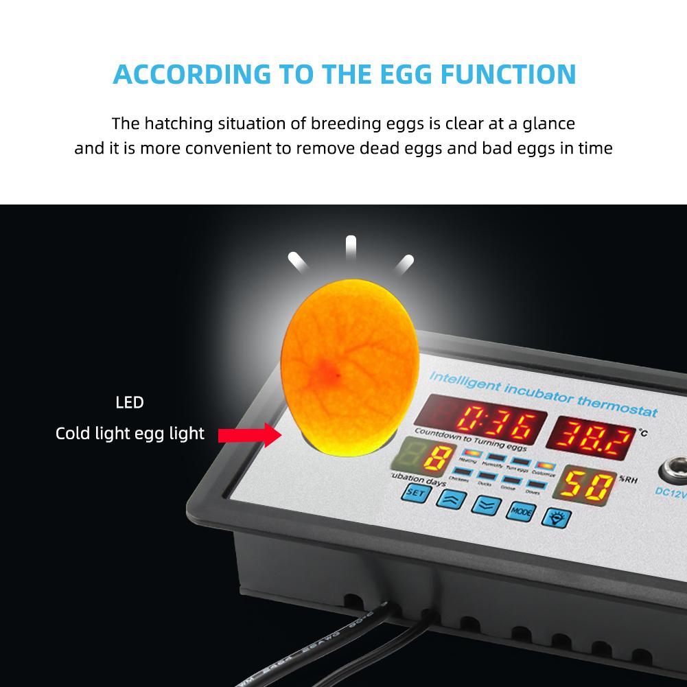 220v Digital Temperature Humidity Controller for Incubation High Accuracy Hatching Temp Humidity Control Thermostat Incubator 360 Automatic Egg Turning ZFX-W9002