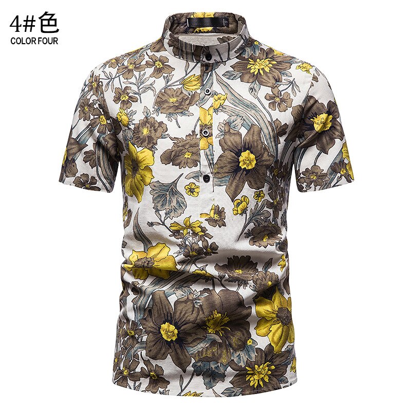 Retro Floral Print Baggy Cotton Linen 
