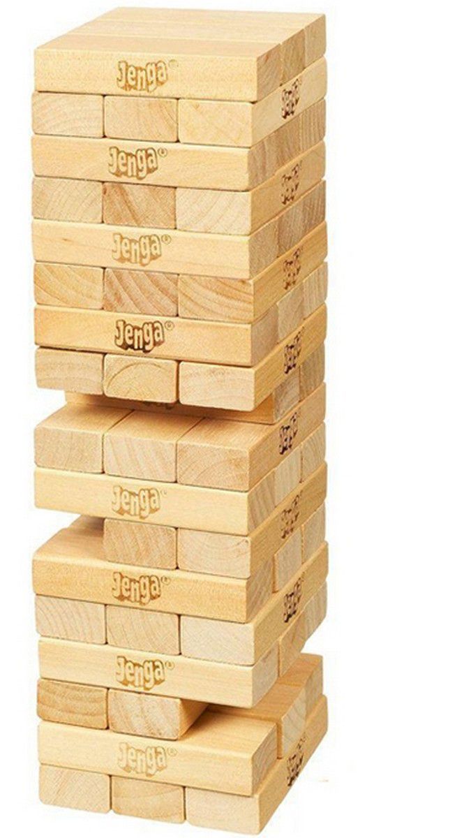Hasbro Jenga Classic Wooden Blocks Tower Game 54 Pieces - Family Fun Strategy Game for All Ages