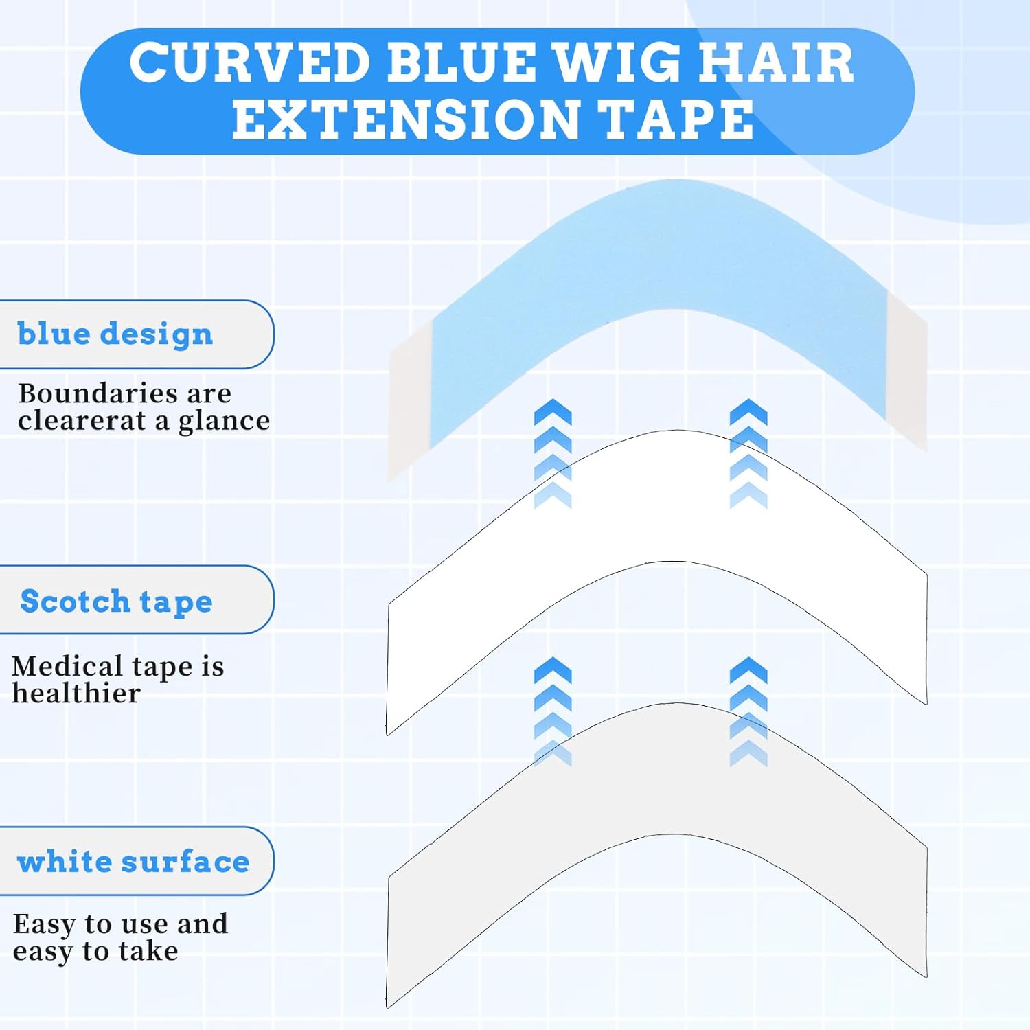Walker Blue Lace Wig Tape Strips - Double-Sided Strong Hold Adhesive for Lace Front Wigs, Toupees & Hair Systems