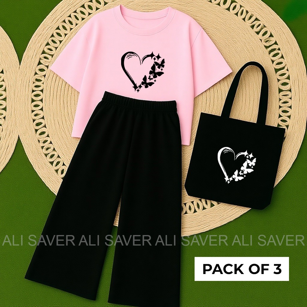 Summer Printed Crop top and Black Flapper Suit