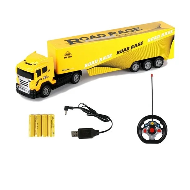 Children's High Speed 2.4G Container Truck Remote Control Rechargeable 1:32 Scale RC Semi Truck Trailer W/ Lights Remote Control Cargo Carrier Outdoor Play & Trucking Adventures Vehicle toy For Boys Kids Best For Gifting
