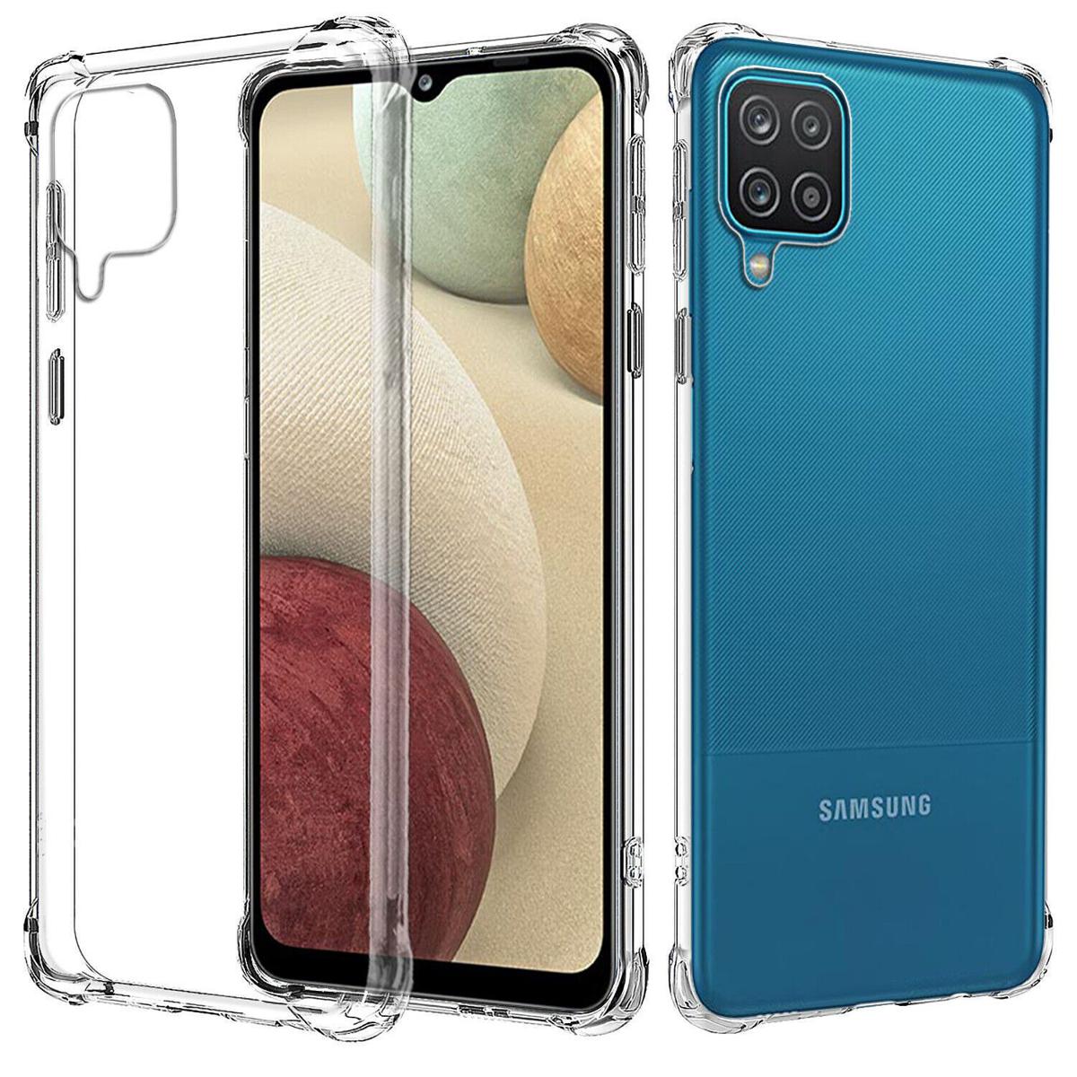 Samsung Galaxy A12 Soft Shockproof Jelly Back Cover Transparent with Side Cushions and Anti-Slip Grips