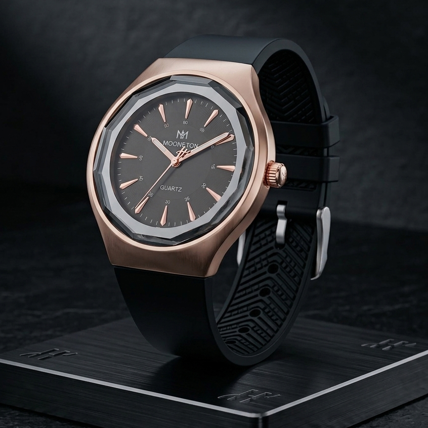 Military Inspired Brown Strap Watch for Boys Men Fashion / Faux-Leather Band / White and Black Dial