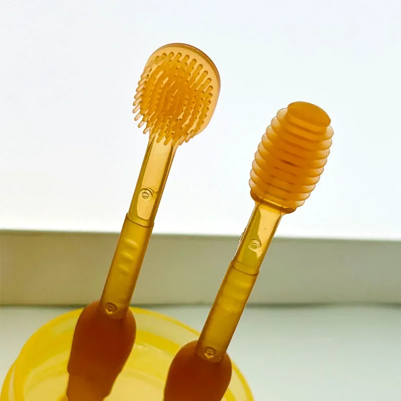 2PCS Silicone Baby Toothbrush Soft Toothbrush Tongue Brush Baby Oral Cleaner 0-2 Years Infant Toddler Oral Care BPA Free