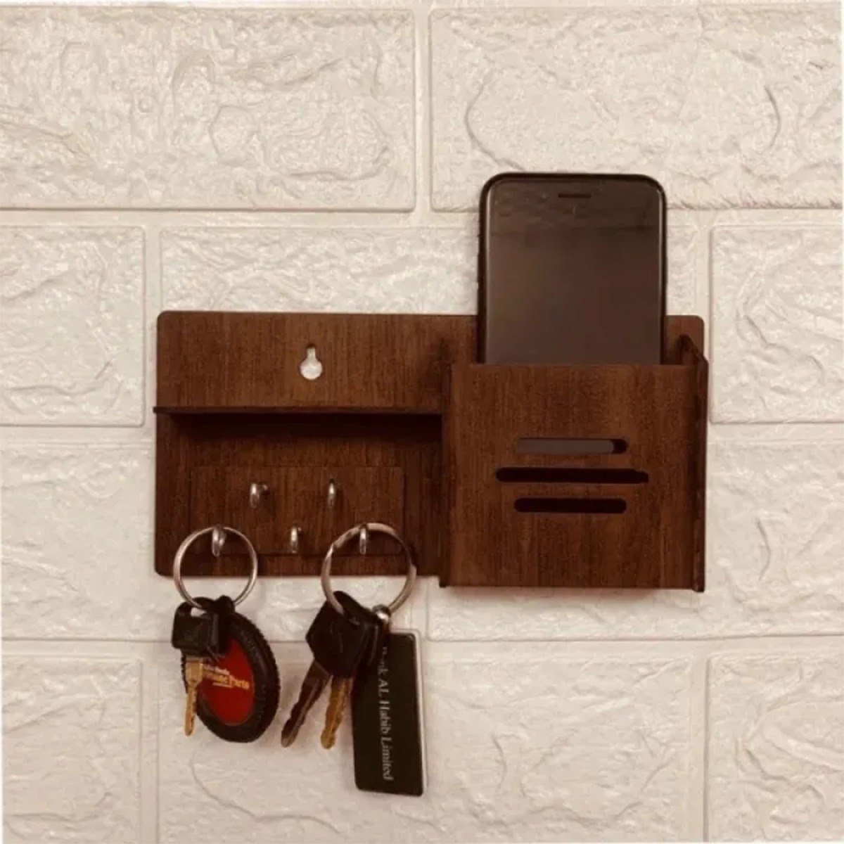 3 Shelf Wooden Wall Mounted Key Holder Rack for Home Decor and Storage Organizer