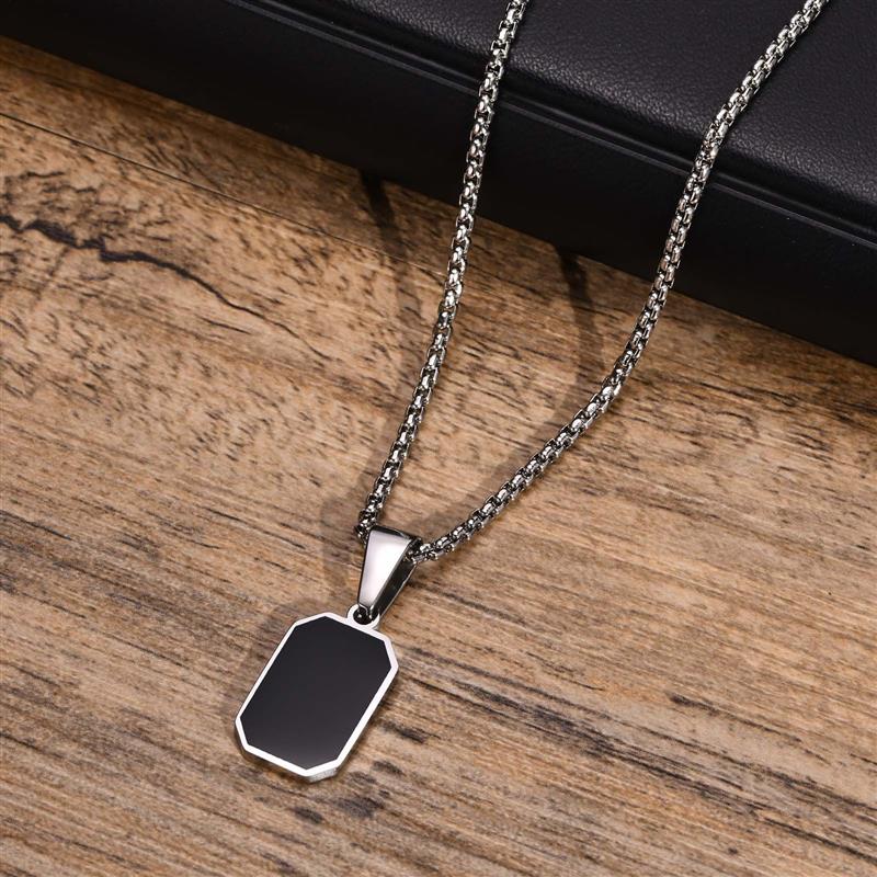 Necklaces for Men Geometric Square Pendant Wheat Box Cuban Gold/Silver Colour For Boys/Men