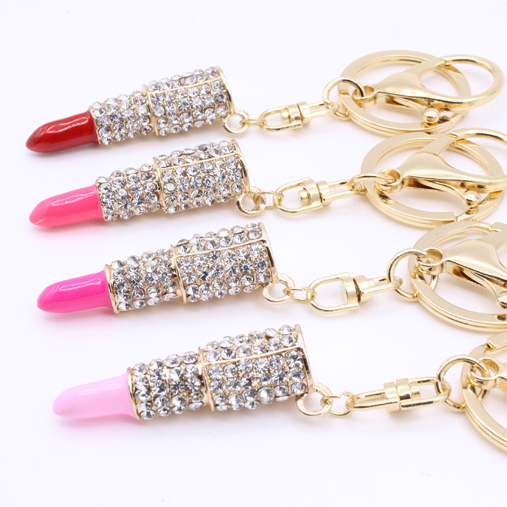 Bling Crystal Rhinestone Lipstick Keychain - 31720ROM-G