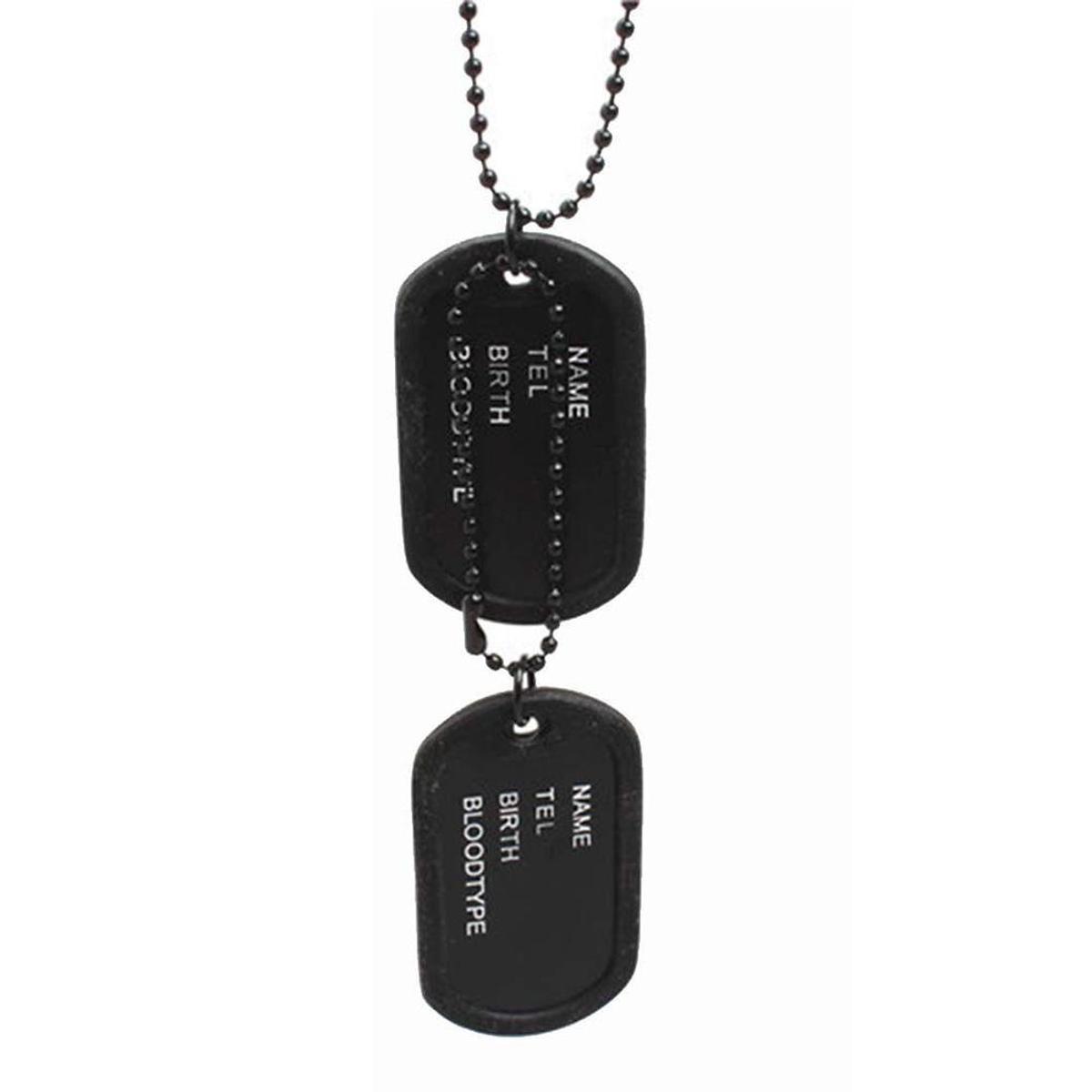 Military Army Style Black/Silver/Dog Tags Pendant Chain Necklace
