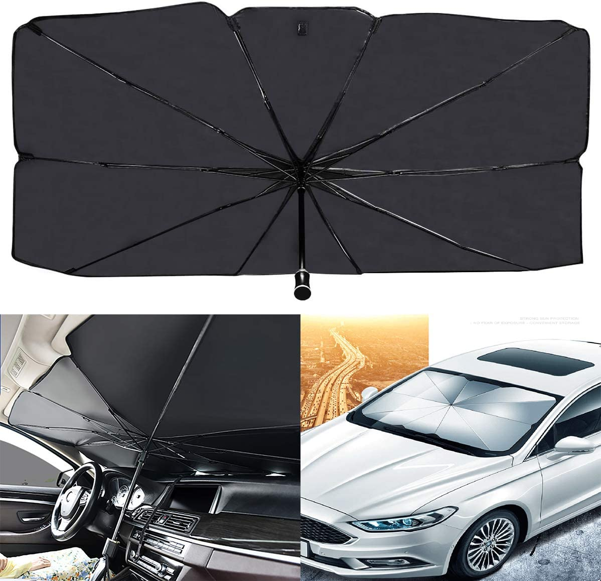 Car Umbrella Sun Shade Cover for Windshield UV Reflecting Foldable