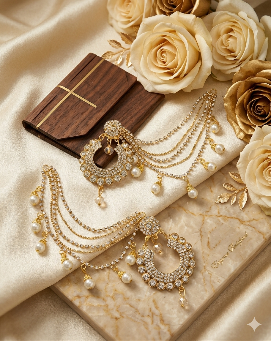 Jewellery Collection Sahara Bahubali Jhumki With White Pearl Long Lasting Polish For Beautyfull Girls.
