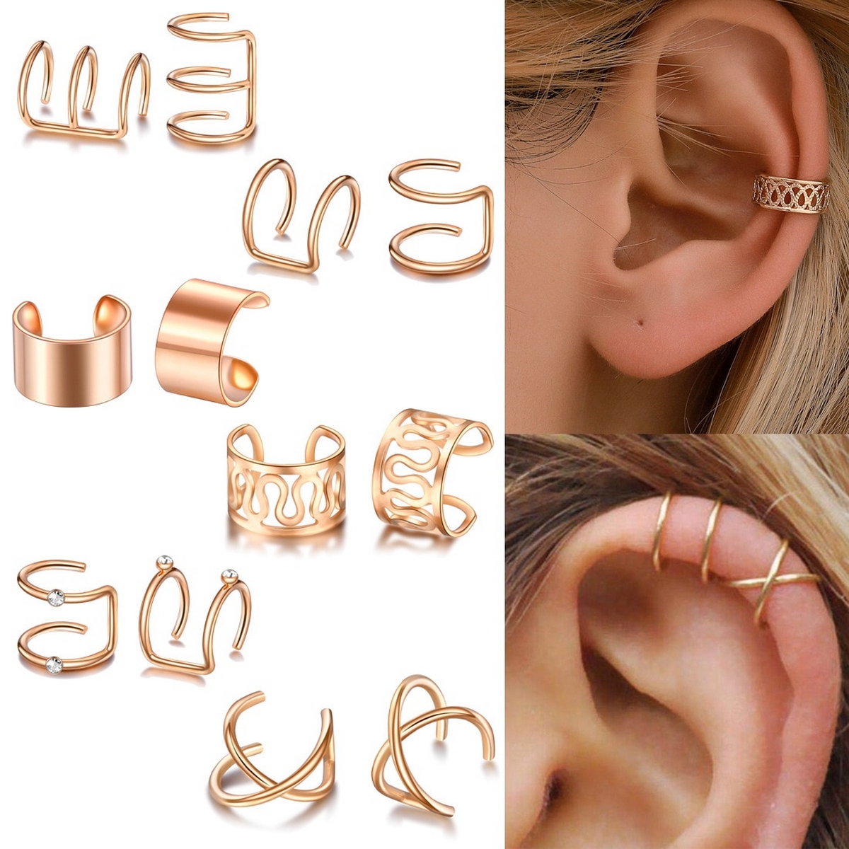 Trendy High Quality Korean 12 Pcs Style Ear Cuff Classy Earring